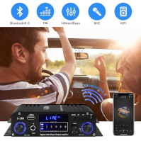 HiFi zesilovač S-288 600W mini Bluetooth stereo audio zesilovač receiver 12V/220V 4 kanály digitální koncový zesilovač s LCD dis